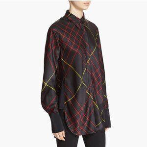 NWT Rag & Bone Windowpane Edith Silk Blouse Size M